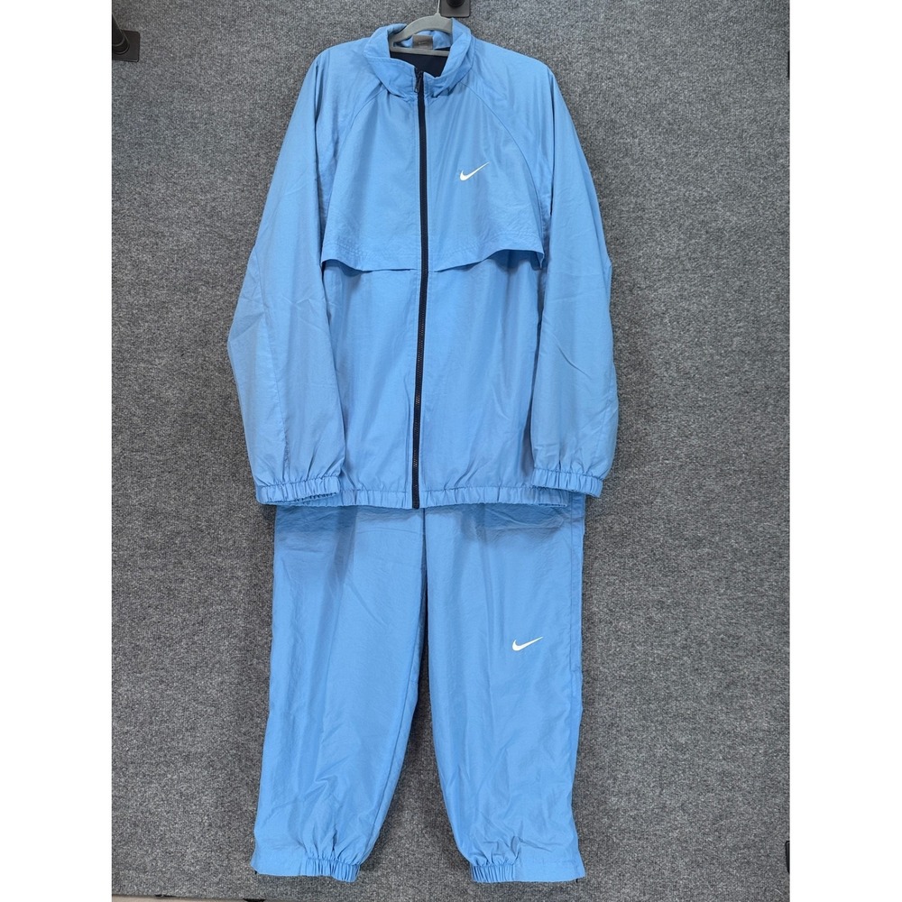 Vintage Nike Tracksuit Men Large Blue Windbreaker Jacket Pants Set Active Y2K